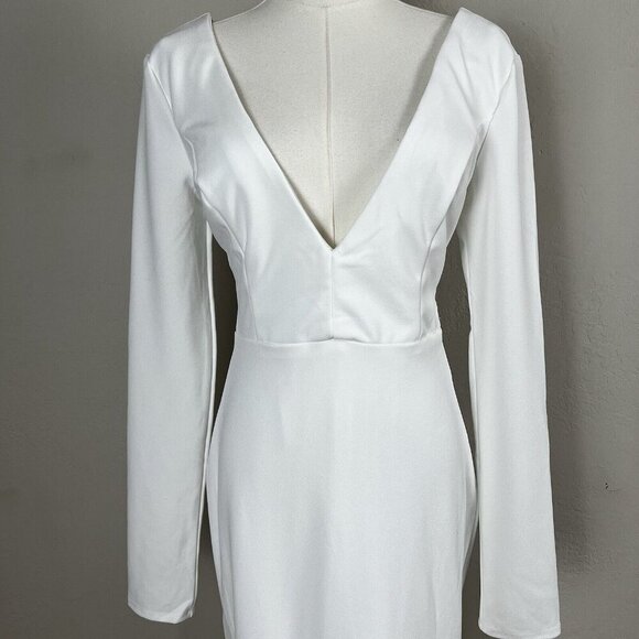 LULUS Extravagant Love White Backless Long Sleeve Ruched Maxi Dress Size Medium - Picture 2 of 10